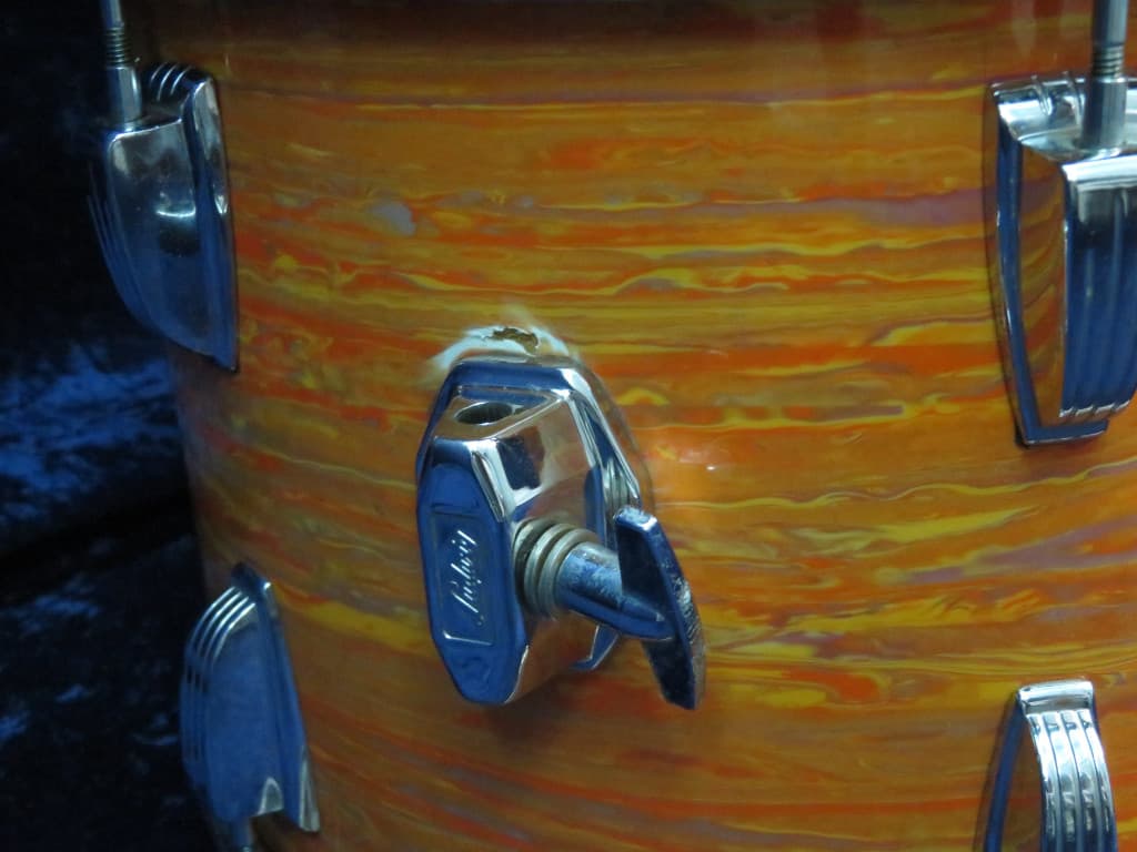 Ludwig 4 Piece Mod Orange Wood Drum Set Serial #926006