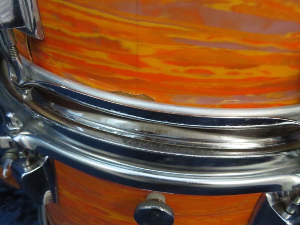 Ludwig 4 Piece Mod Orange Wood Drum Set Serial #926006