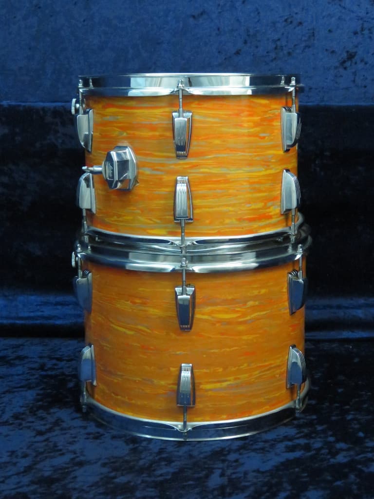 Ludwig 4 Piece Mod Orange Wood Drum Set Serial #926006