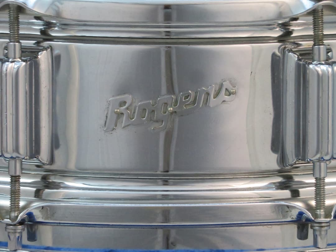 Rogers Powertone 5 x 14 Chrome Over Brass Snare Drum 1960's Serial #18177
