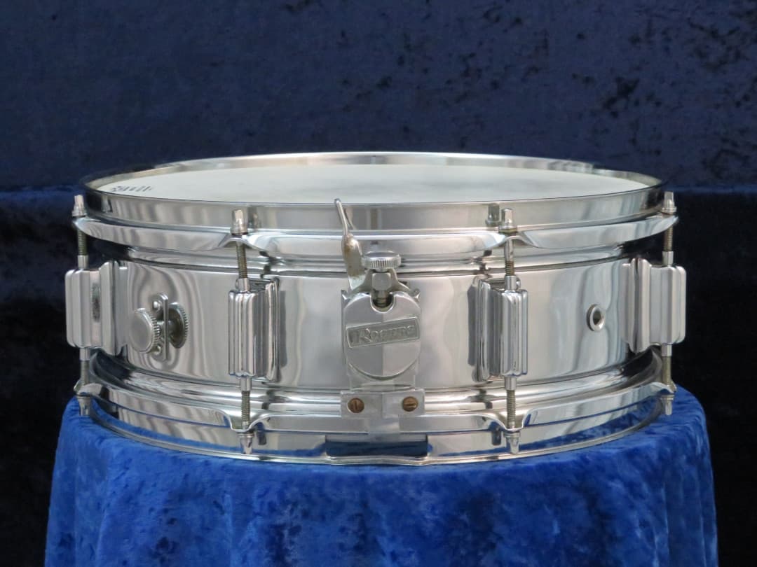 Rogers Powertone 5 x 14 Chrome Over Brass Snare Drum 1960's Serial #18177