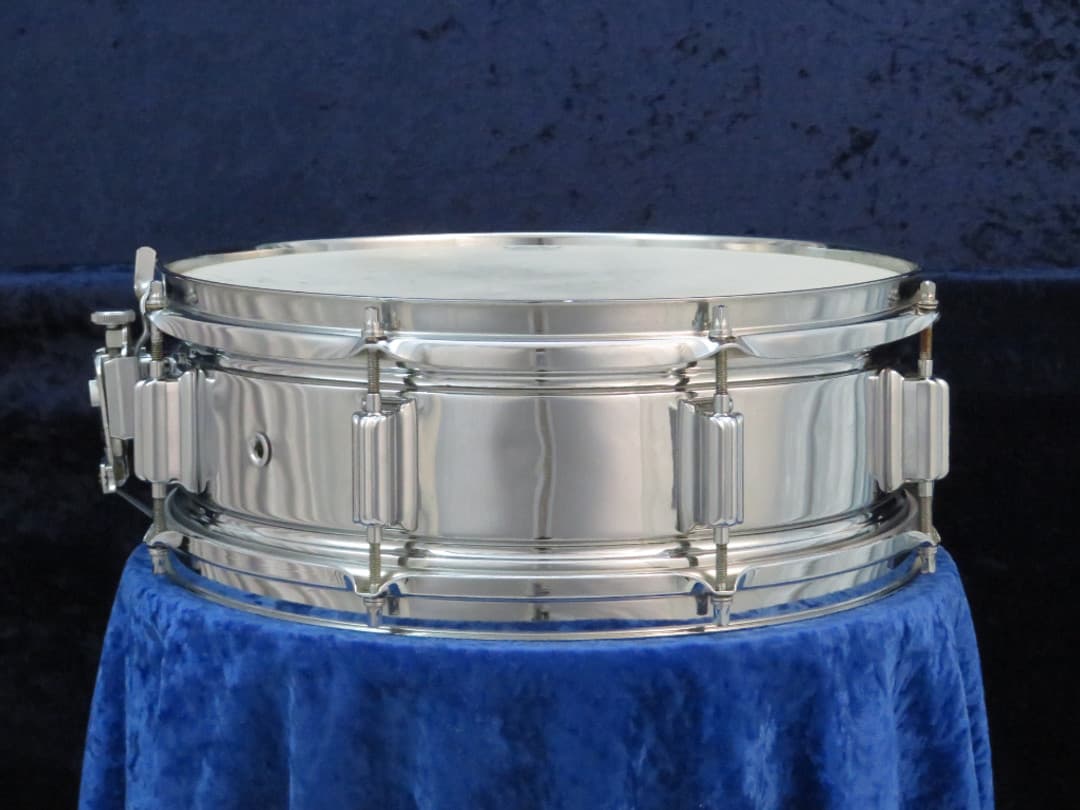 Rogers Powertone 5 x 14 Chrome Over Brass Snare Drum 1960's Serial #18177
