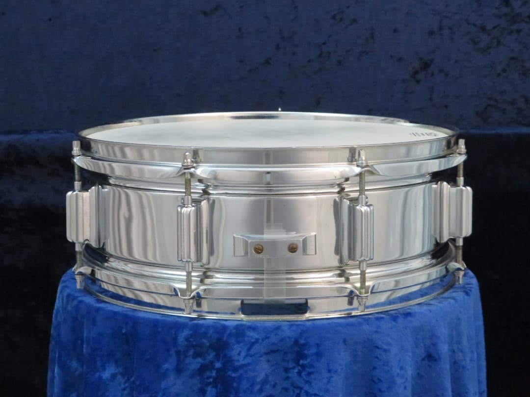 Rogers Powertone 5 x 14 Chrome Over Brass Snare Drum 1960's Serial #18177