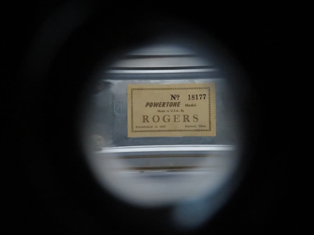 Rogers Powertone 5 x 14 Chrome Over Brass Snare Drum 1960's Serial #18177