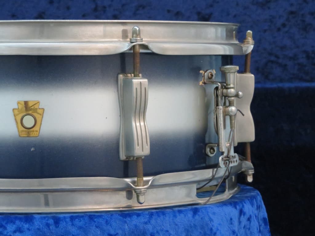 Ludwig 5.5 x 14 Blue and Silver Duco Snare Drum 1960's Serial #isi10555