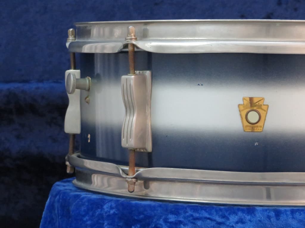 Ludwig 5.5 x 14 Blue and Silver Duco Snare Drum 1960's Serial #isi10555