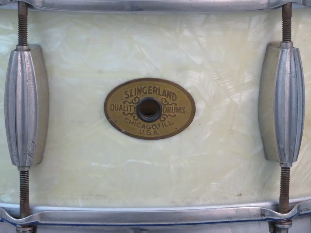 Slingerland Radio King 5.5 x 14 Marine Pearl Wood Snare Drum 1940's Serial #isi9418