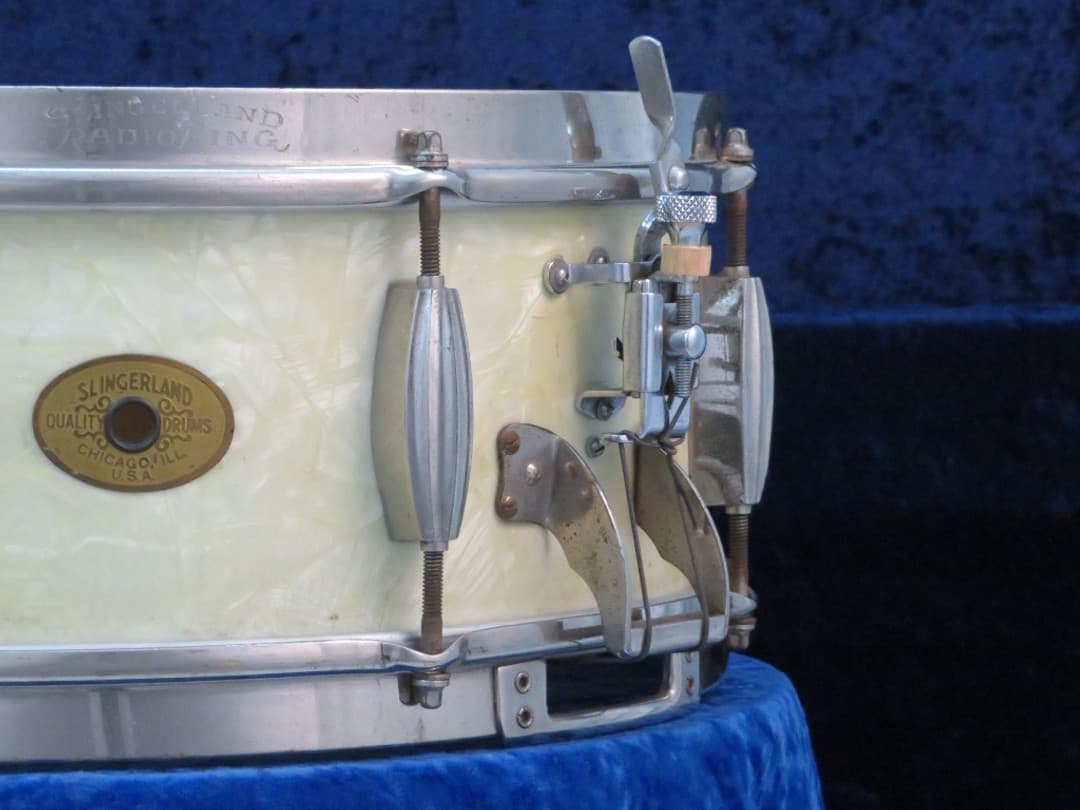 Slingerland Radio King 5.5 x 14 Marine Pearl Wood Snare Drum 1940's Serial #isi9418