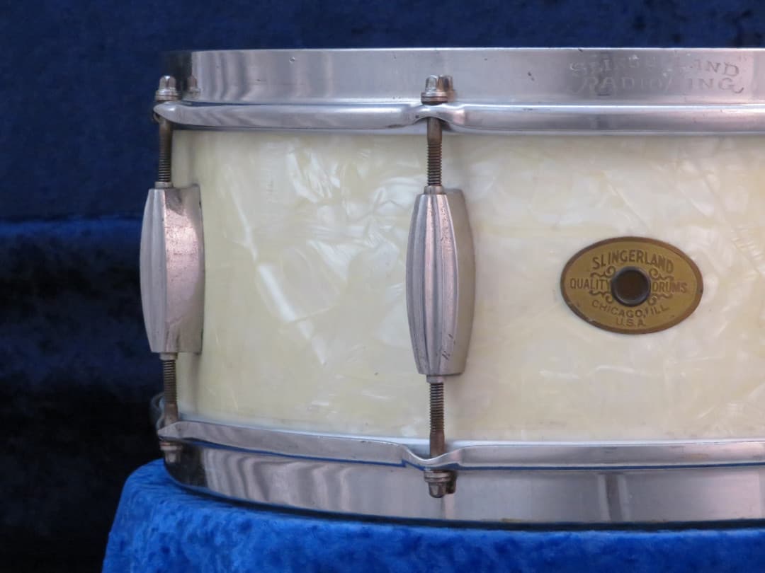 Slingerland Radio King 5.5 x 14 Marine Pearl Wood Snare Drum 1940's Serial #isi9418