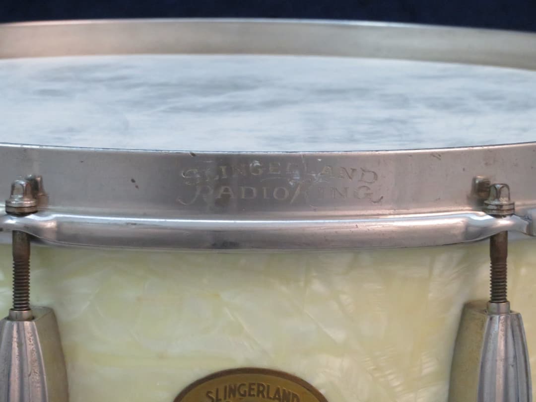 Slingerland Radio King 5.5 x 14 Marine Pearl Wood Snare Drum 1940's Serial #isi9418