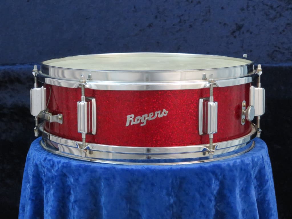 Rogers Luxor 5 x 14 Sparkling Red Pearl Wood Snare Drum 1960's Serial #13364