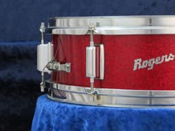 Rogers Luxor 5 x 14 Sparkling Red Pearl Wood Snare Drum 1960's Serial #13364 Rogers Luxor 5 x 14 Sparkling Red Pearl Wood Snare Drum 1960's Serial #13364