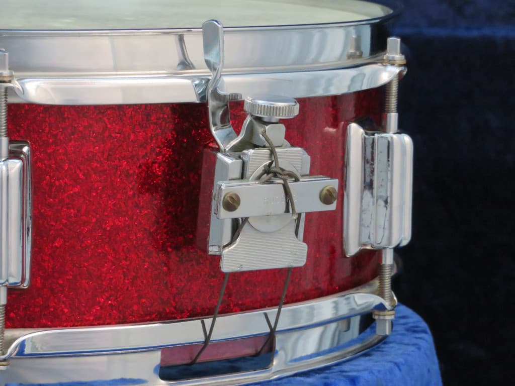 Rogers Luxor 5 x 14 Sparkling Red Pearl Wood Snare Drum 1960's Serial #13364