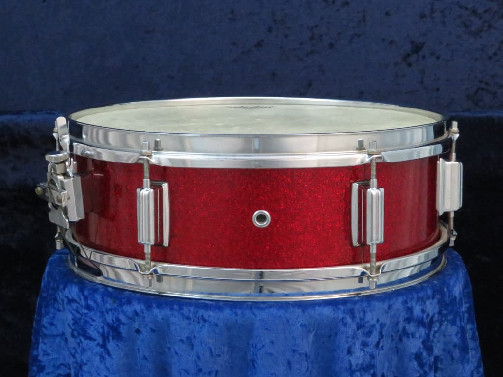 Rogers Luxor 5 x 14 Sparkling Red Pearl Wood Snare Drum 1960's Serial #13364