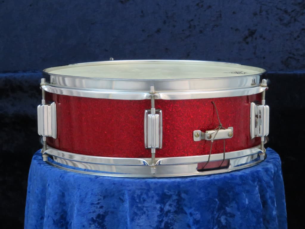 Rogers Luxor 5 x 14 Sparkling Red Pearl Wood Snare Drum 1960's Serial #13364