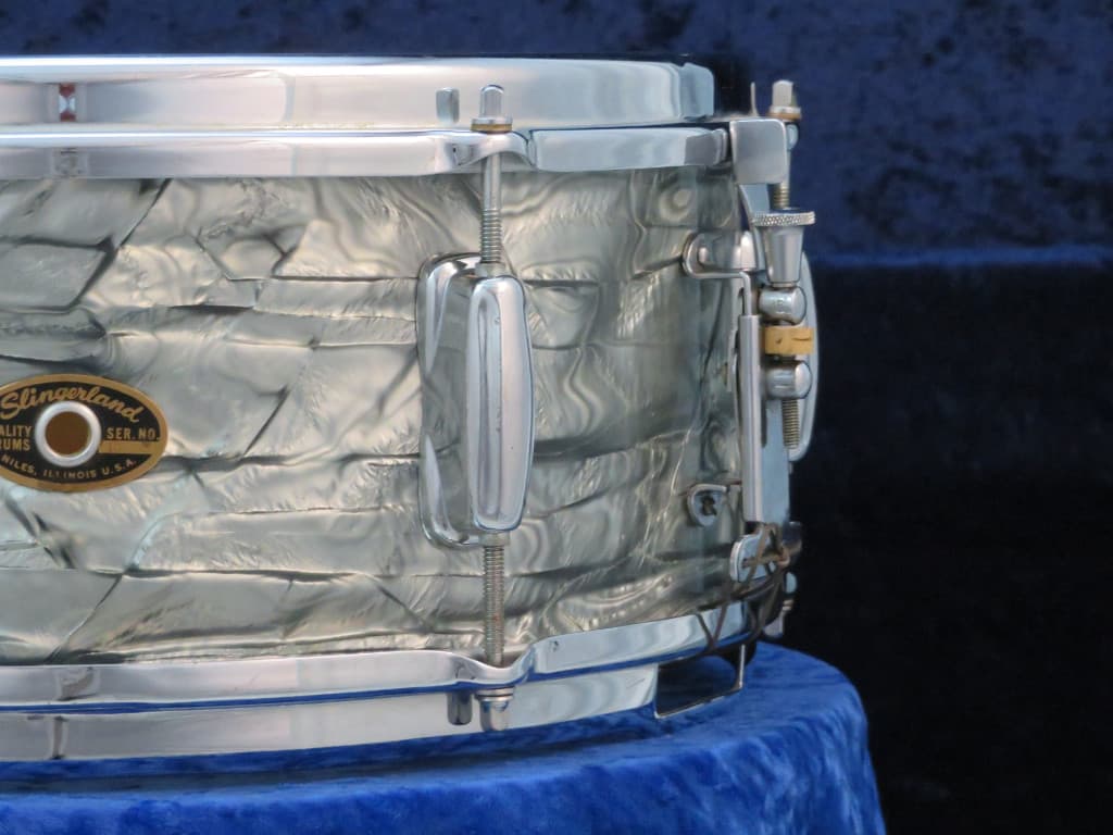 Slingerland 5.5 x 14 Light Blue Pearl Wood Snare Drum 1960's Serial #104717