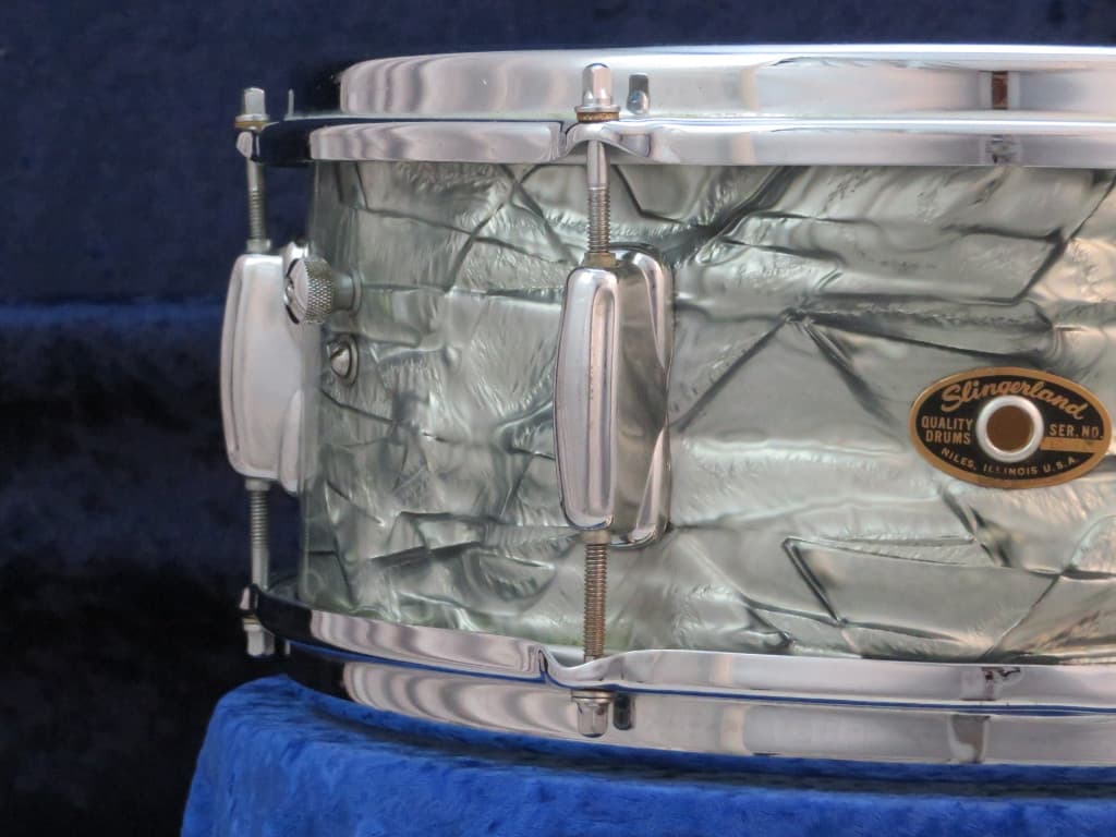 Slingerland 5.5 x 14 Light Blue Pearl Wood Snare Drum 1960's Serial #104717