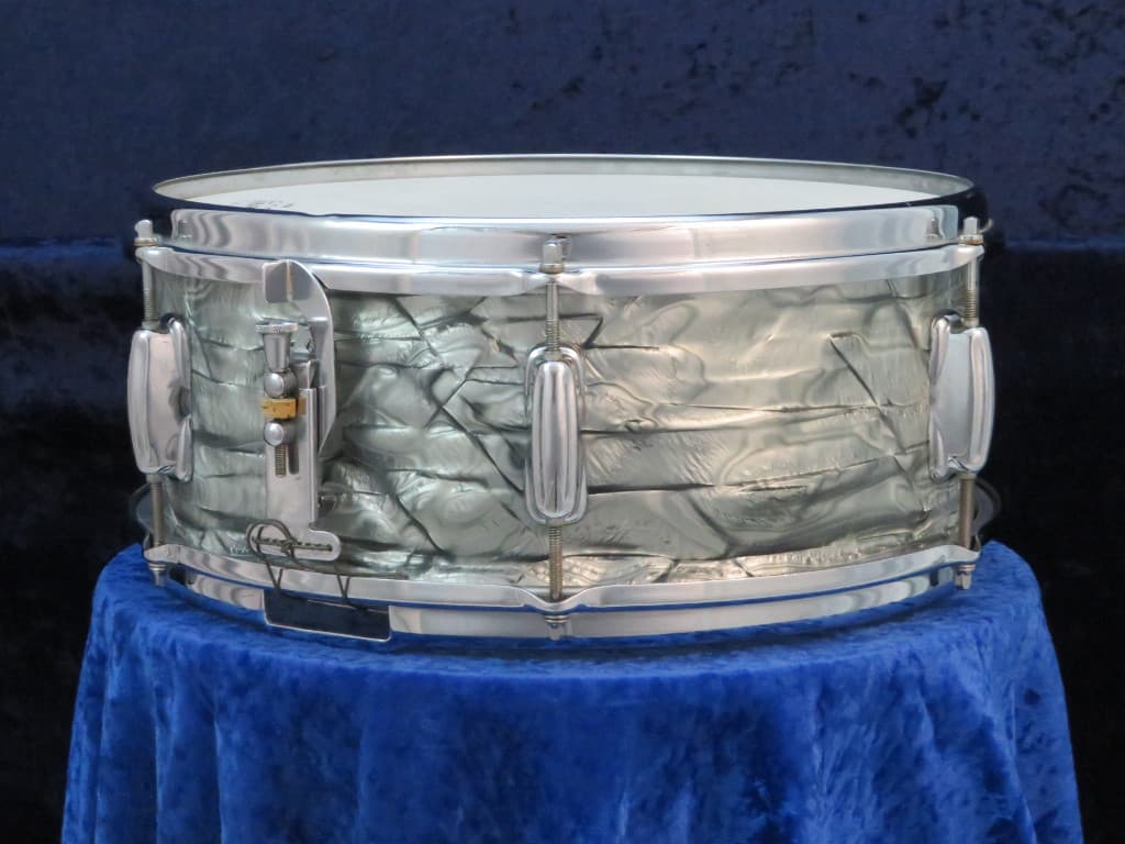 Slingerland 5.5 x 14 Light Blue Pearl Wood Snare Drum 1960's Serial #104717
