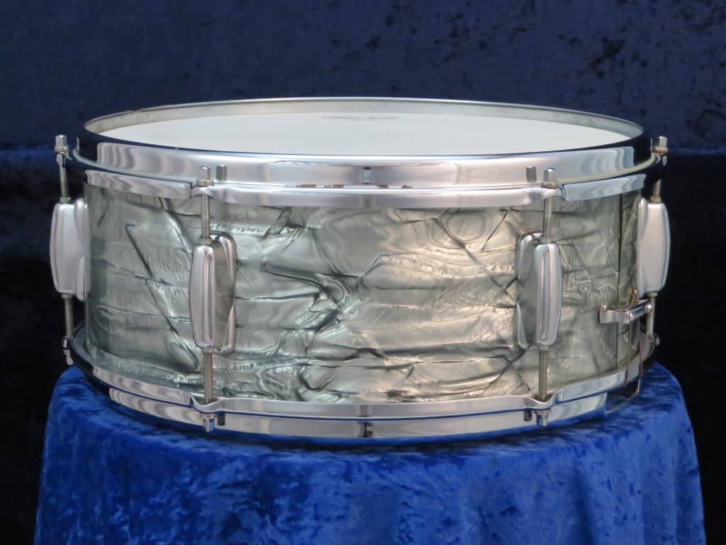 Slingerland 5.5 x 14 Light Blue Pearl Wood Snare Drum 1960's Serial #104717
