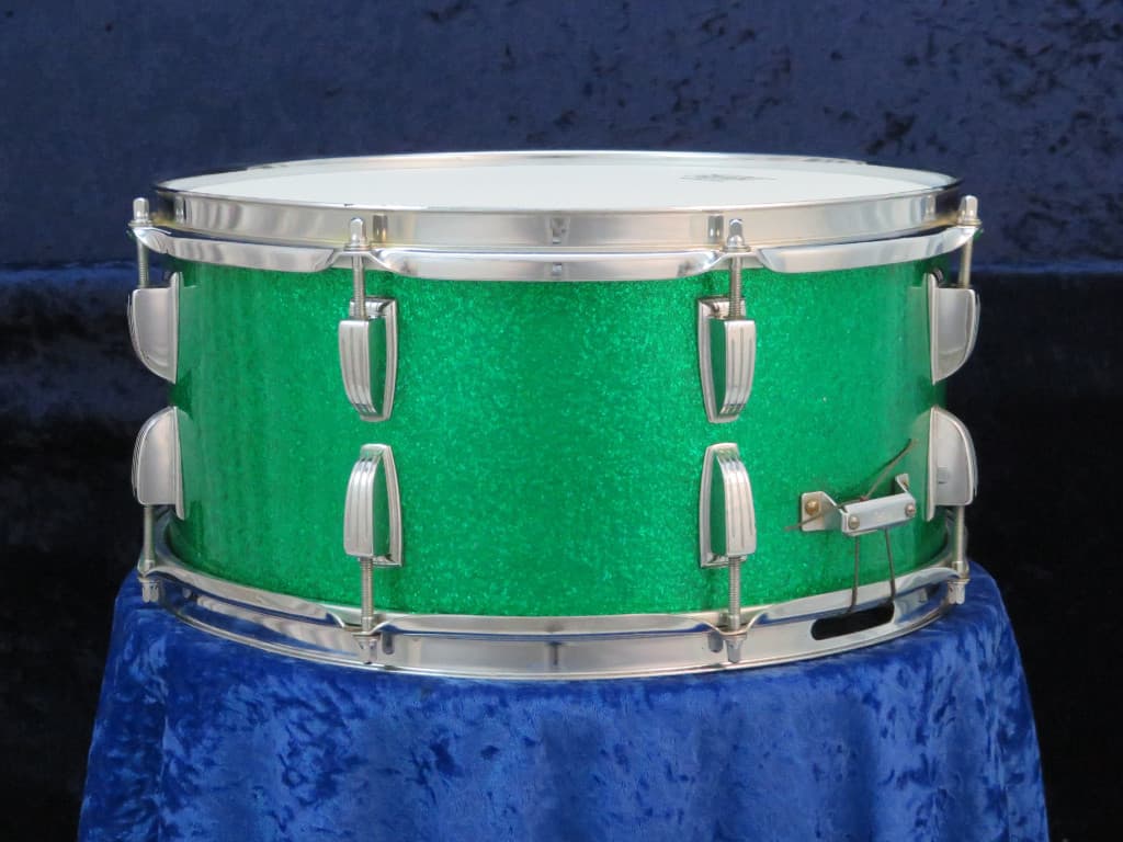 Ludwig 6.5 x 14 Sparkling Green Pearl Wood Snare Drum 1963 Serial #isi8290
