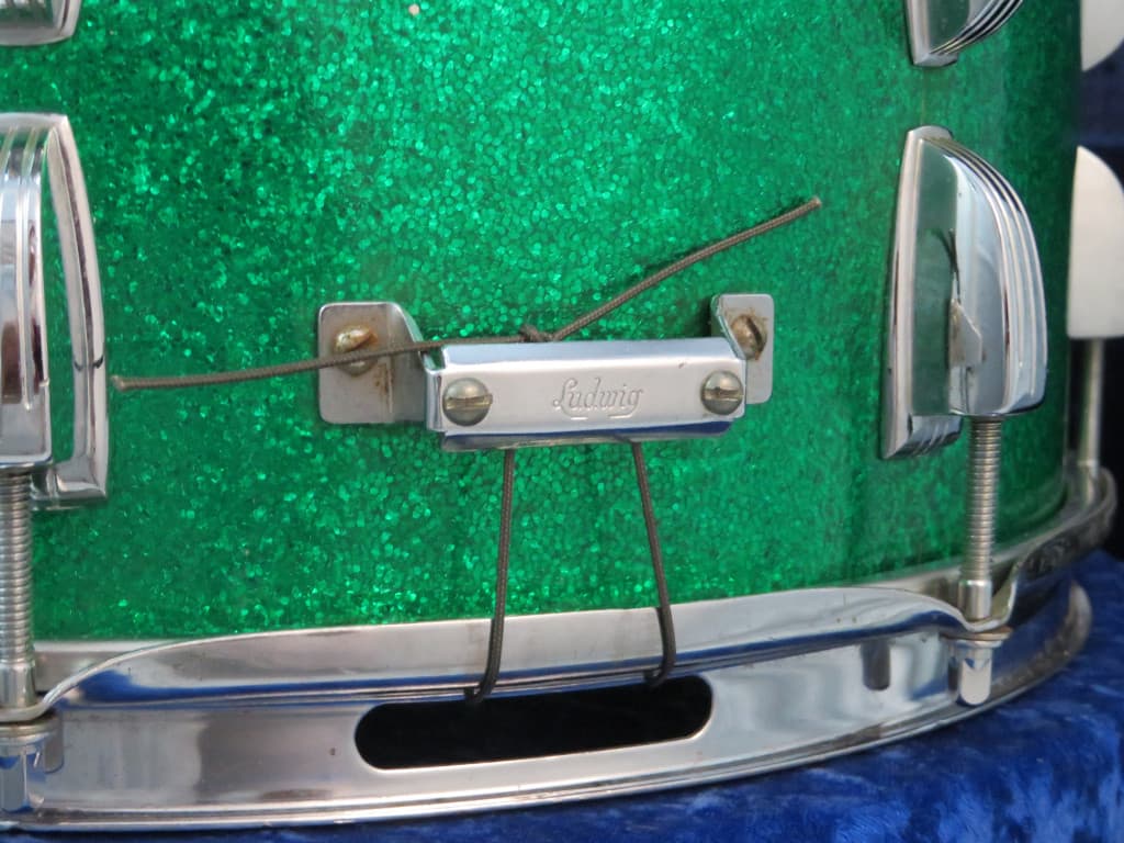 Ludwig 6.5 x 14 Sparkling Green Pearl Wood Snare Drum 1963 Serial #isi8290