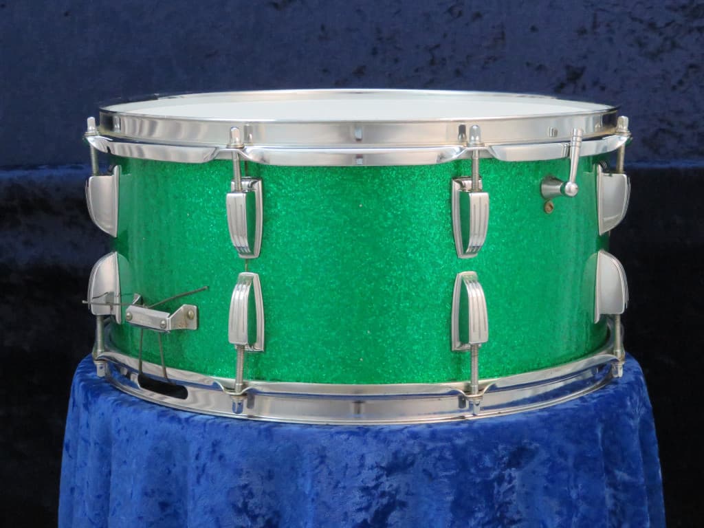 Ludwig 6.5 x 14 Sparkling Green Pearl Wood Snare Drum 1963 Serial #isi8290
