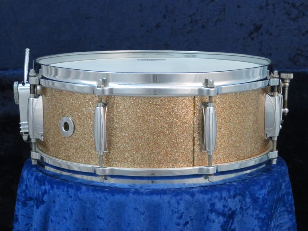 Gretsch Model 4157, 5 x 14 Champagne Sparkle Pearl Wood Snare Drum Serial #51058