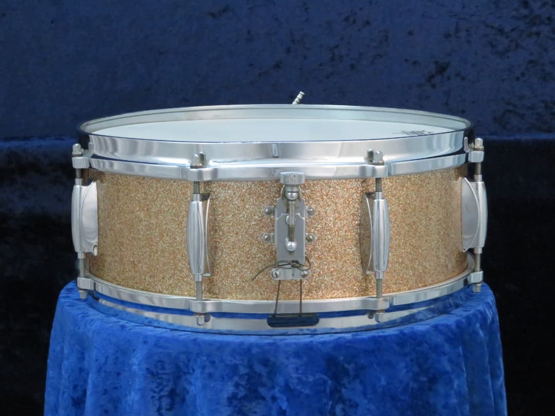 Gretsch Model 4157, 5 x 14 Champagne Sparkle Pearl Wood Snare Drum Serial #51058
