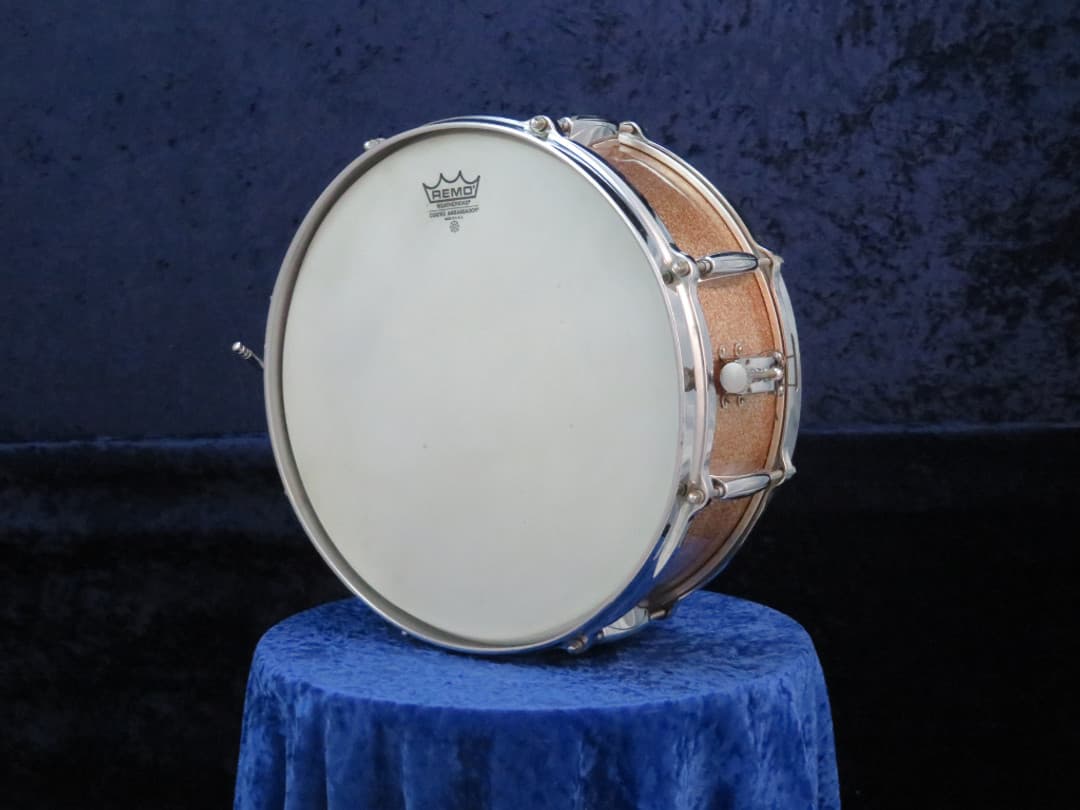 Gretsch Model 4157, 5 x 14 Champagne Sparkle Pearl Wood Snare Drum Serial #51058