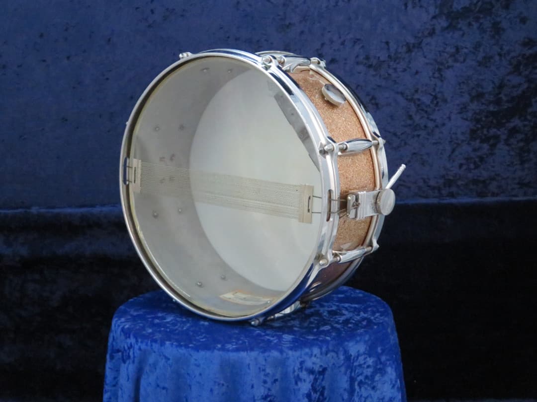 Gretsch Model 4157, 5 x 14 Champagne Sparkle Pearl Wood Snare Drum Serial #51058