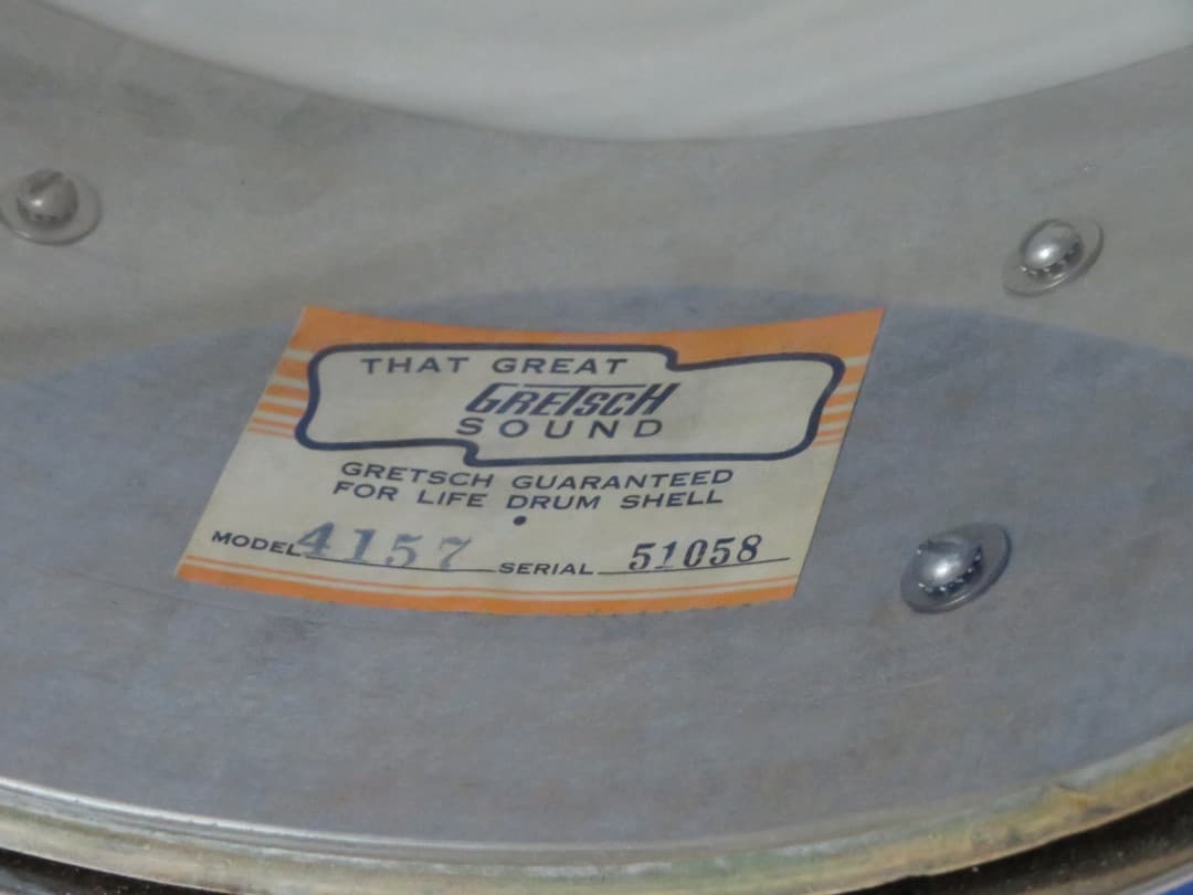 Gretsch Model 4157, 5 x 14 Champagne Sparkle Pearl Wood Snare Drum Serial #51058