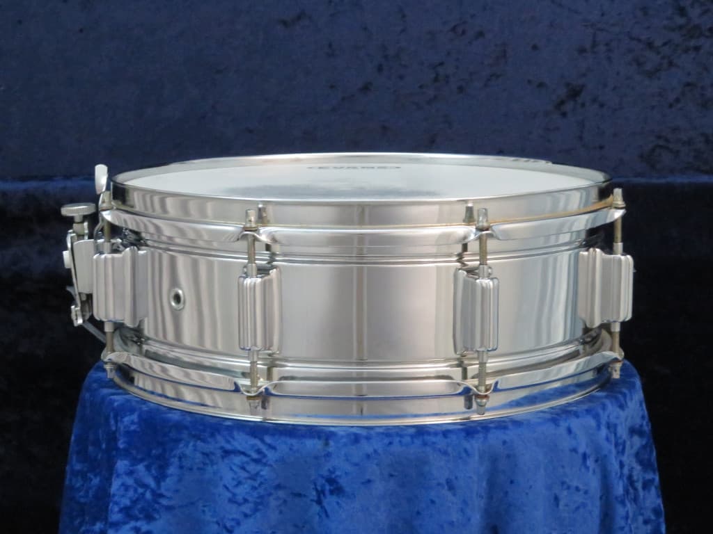 Rogers Powertone 5 x 14 Chrome Over Brass Snare Drum 1970's Serial #049985