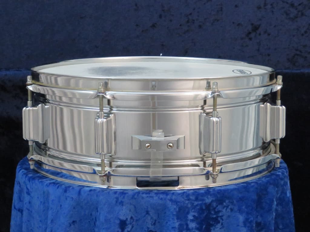 Rogers Powertone 5 x 14 Chrome Over Brass Snare Drum 1970's Serial #049985