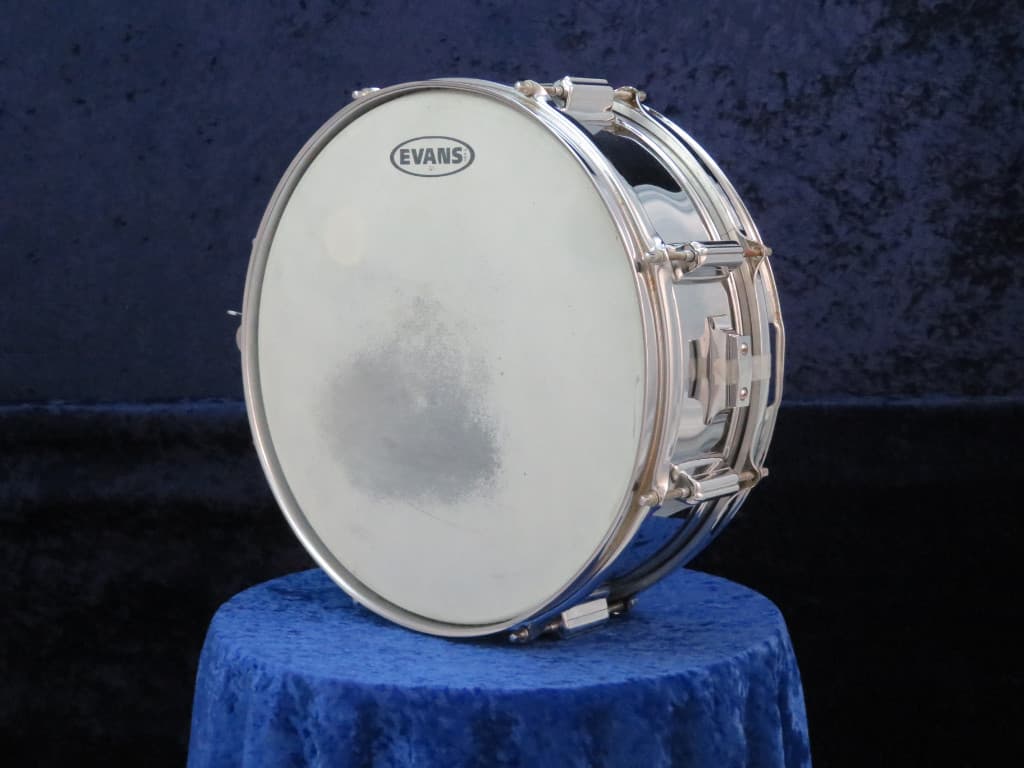 Rogers Powertone 5 x 14 Chrome Over Brass Snare Drum 1970's Serial #049985