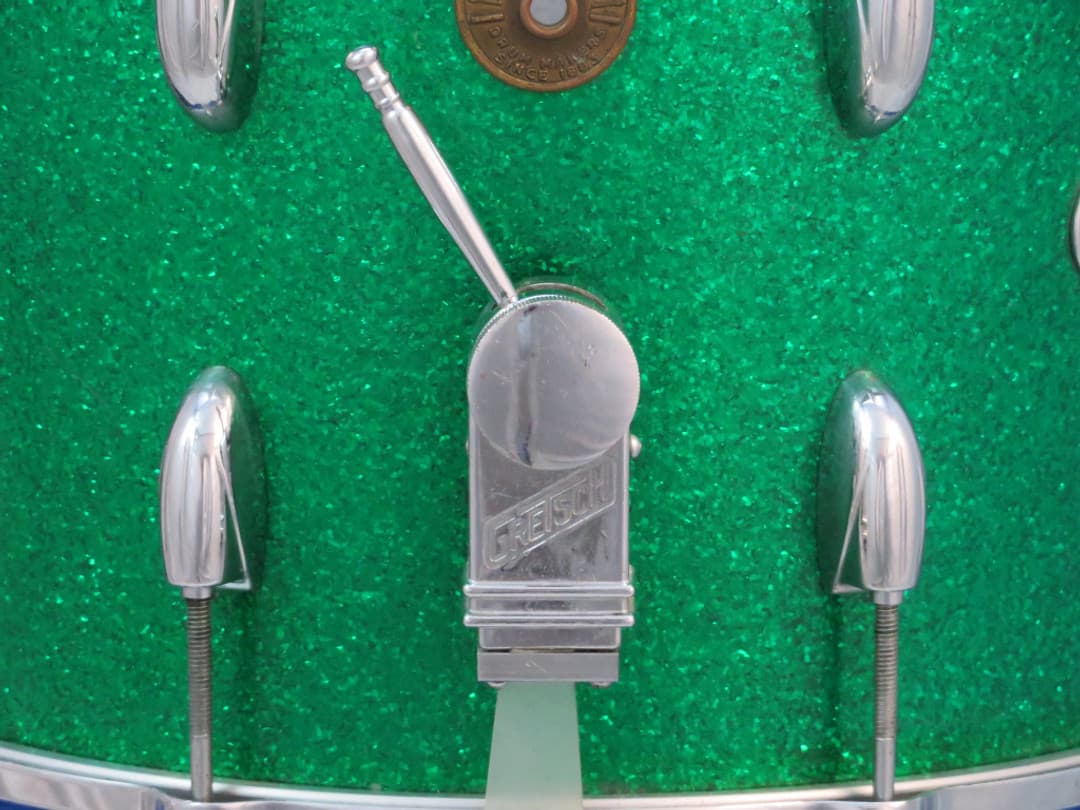 Gretsch Model 4581, 10 x 14 Green Sparkle Pearl Marching Snare Drum Serial #46621