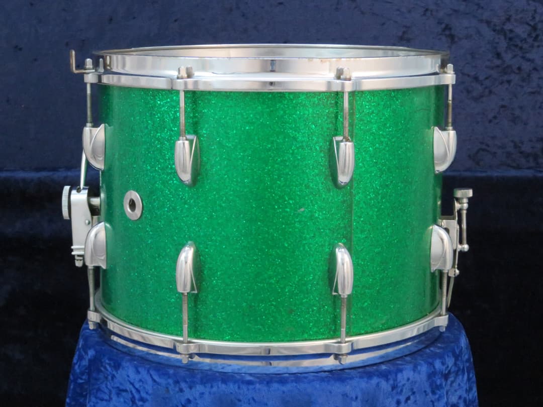 Gretsch Model 4581, 10 x 14 Green Sparkle Pearl Marching Snare Drum Serial #46621