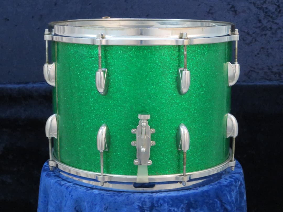 Gretsch Model 4581, 10 x 14 Green Sparkle Pearl Marching Snare Drum Serial #46621