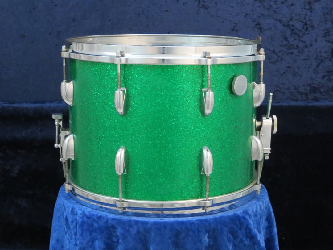 Gretsch Model 4581, 10 x 14 Green Sparkle Pearl Marching Snare Drum Serial #46621