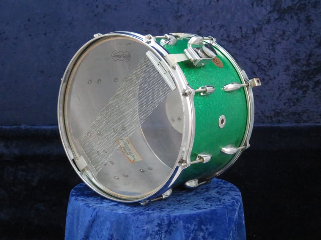 Gretsch Model 4581, 10 x 14 Green Sparkle Pearl Marching Snare Drum Serial #46621