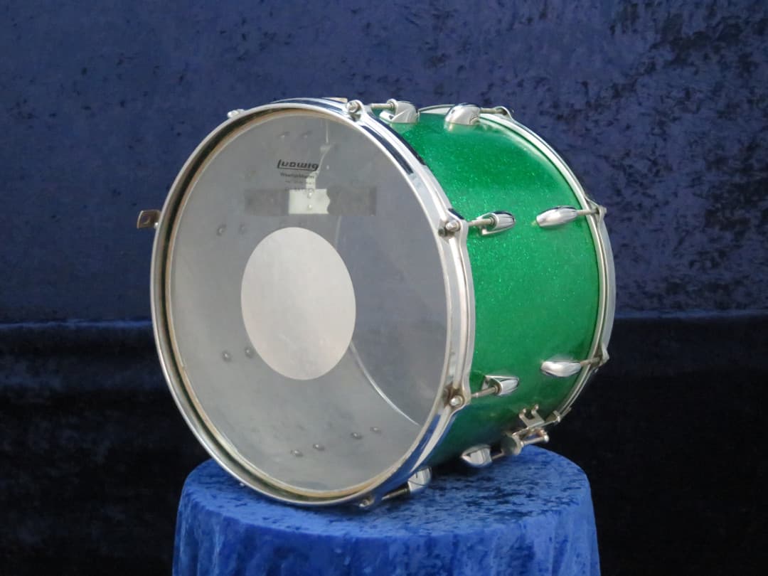 Gretsch Model 4581, 10 x 14 Green Sparkle Pearl Marching Snare Drum Serial #46621