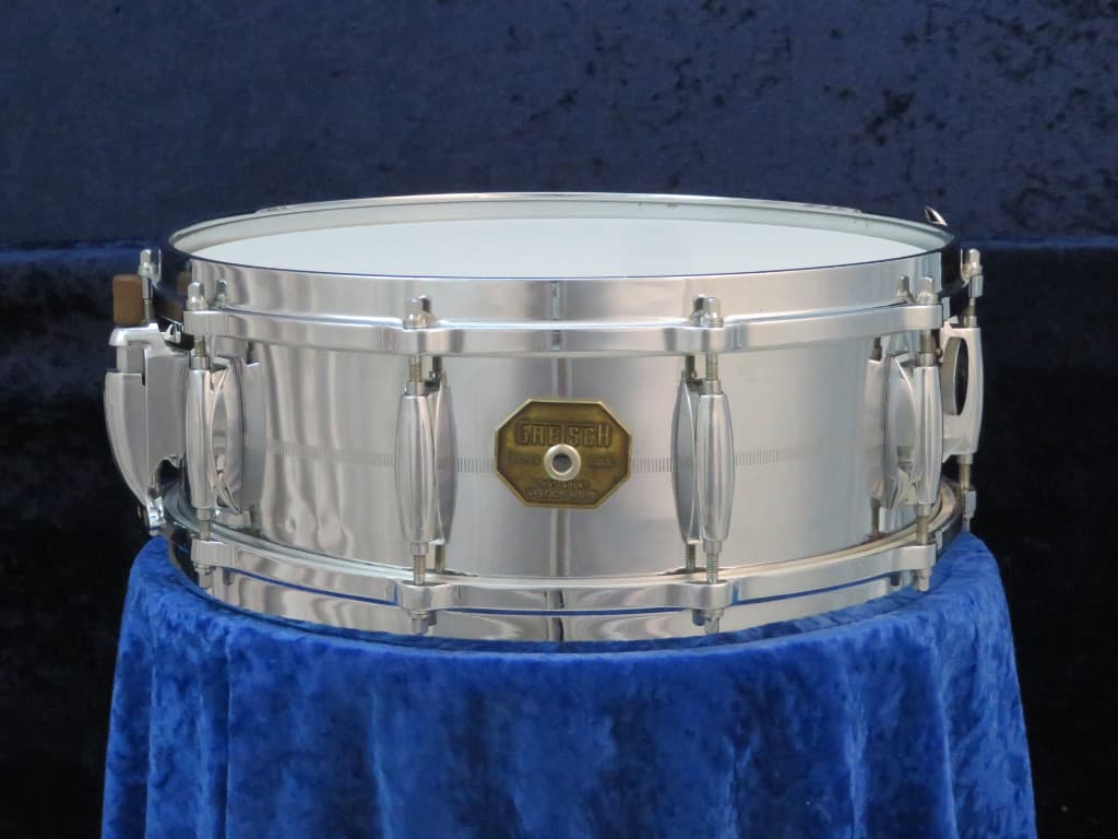 Gretsch Model 4165, 5 x 14 Chrome Over Brass Snare Drum 1970's Serial #62474