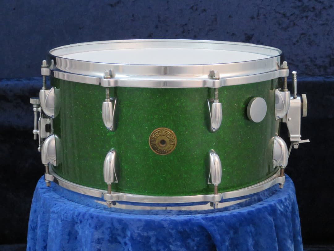 Gretsch 7 x 14 Green Sparkle Pearl Wood Snare Drum Serial #isi11143