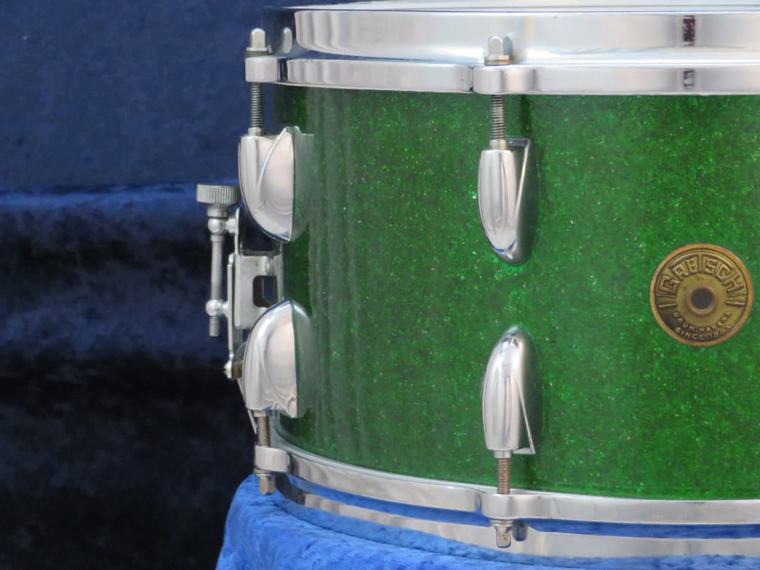 Gretsch 7 x 14 Green Sparkle Pearl Wood Snare Drum Serial #isi11143