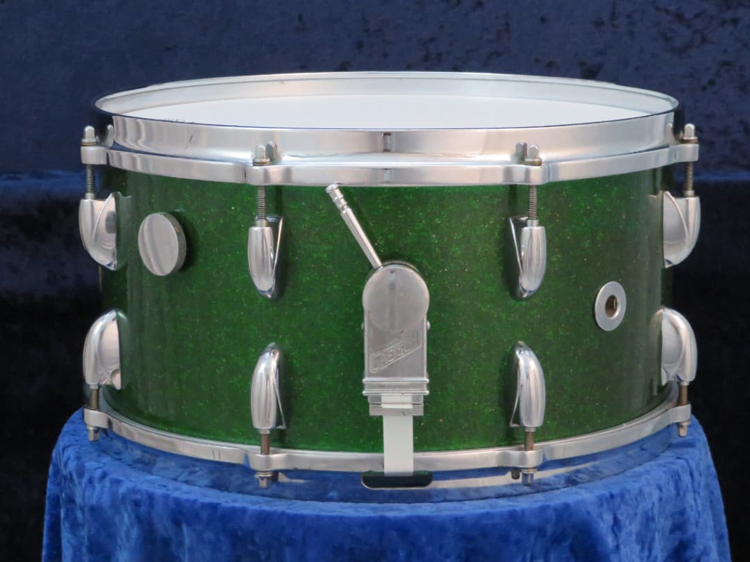 Gretsch 7 x 14 Green Sparkle Pearl Wood Snare Drum Serial #isi11143
