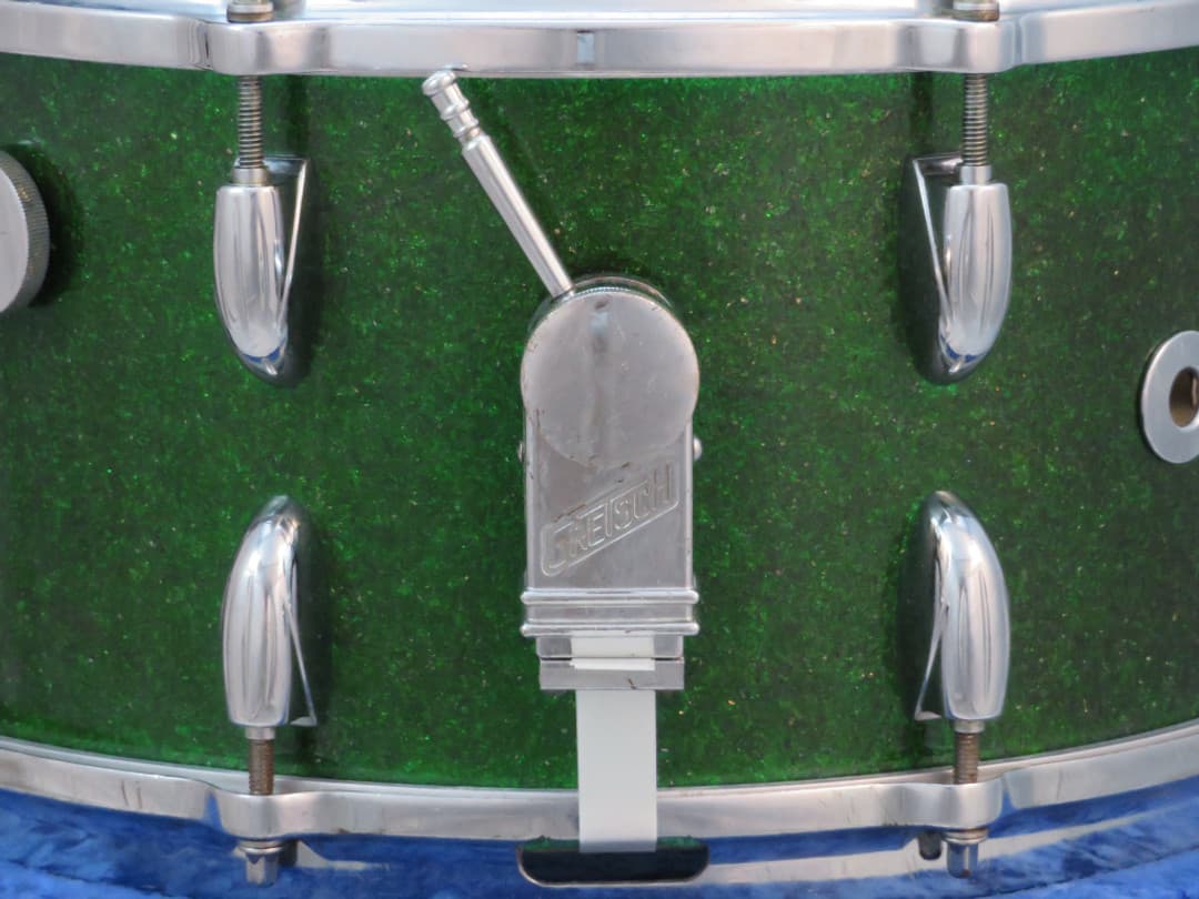 Gretsch 7 x 14 Green Sparkle Pearl Wood Snare Drum Serial #isi11143