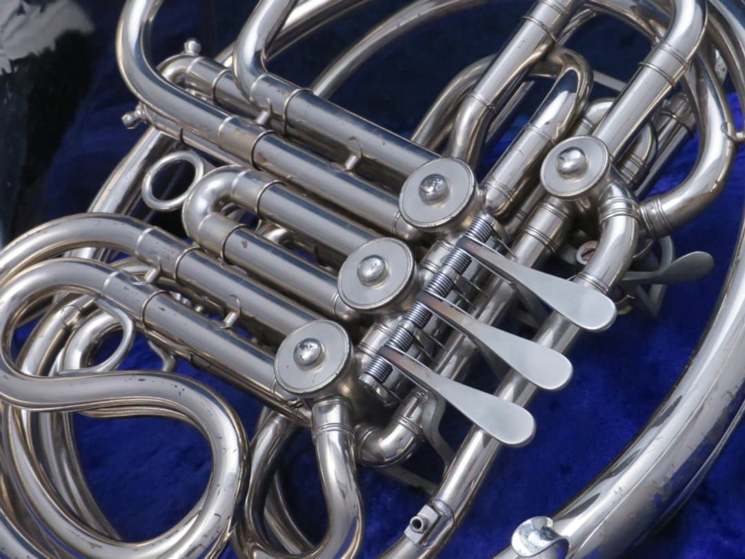 C.G. Conn 8D Silver Double French Horn 1965 Serial #E69208 C.G. Conn 8D Silver Double French Horn 1965 Serial #E69208