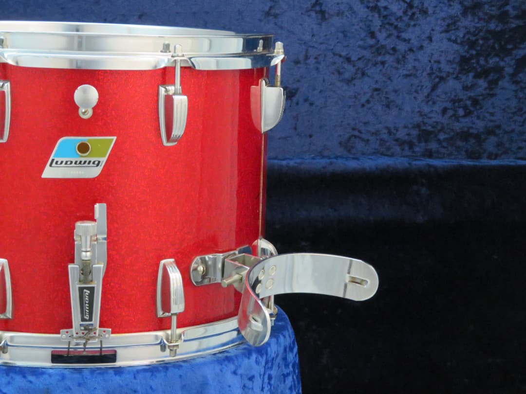 Ludwig 10 x 14 Sparkle Red Pearl Wood Marching Snare Drum 1970 Serial #782899