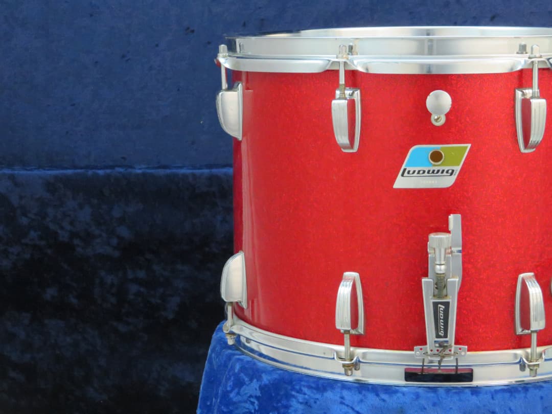 Ludwig 10 x 14 Sparkle Red Pearl Wood Marching Snare Drum 1970 Serial #782899
