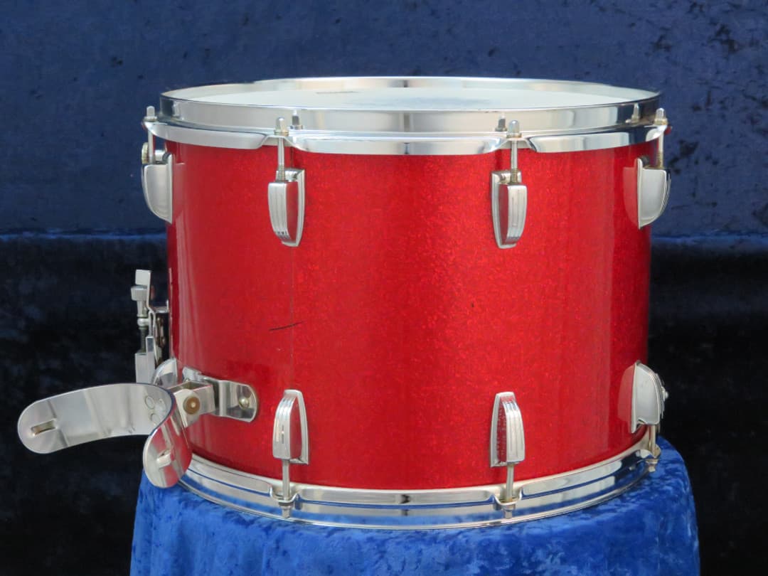 Ludwig 10 x 14 Sparkle Red Pearl Wood Marching Snare Drum 1970 Serial #782899
