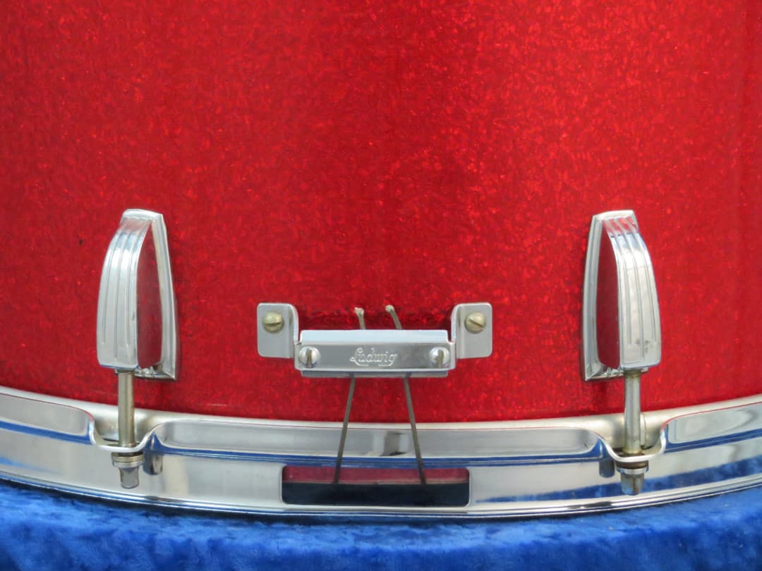 Ludwig 10 x 14 Sparkle Red Pearl Wood Marching Snare Drum 1970 Serial #782899